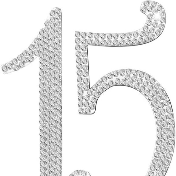 15 Cake Topper Number 15 Crystal Rhinestones 15th Cake Decoration Birthday - Picture 5 of 7